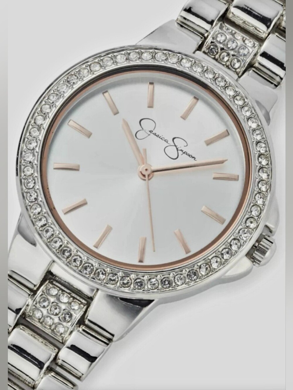 Jessica Simpson Silver Tone Crystal Watch